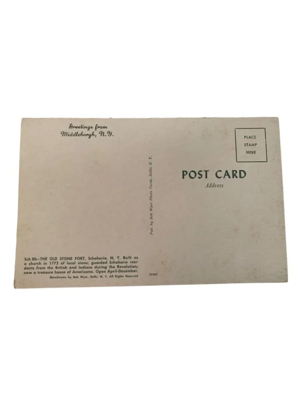 Vintage Schoharie NY Old Stone Fort Ektachrome Bob Wyer Postcard